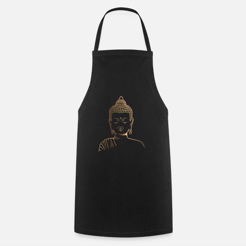 Gautama Bouddha Méditation pour les amateurs de Bouddhim - Tablier de cuisine - noir