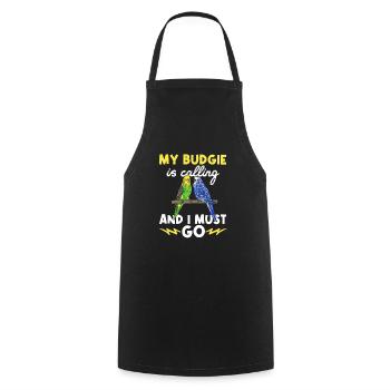Budgerigar Parakeet Bird Pet Gift - Cooking Apron - black - Front - AI Model Male 185 dark (185cm)