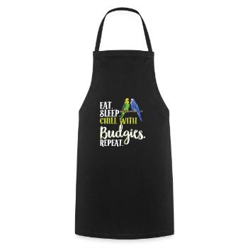 Budgerigar Parakeet Bird Pet Gift - Cooking Apron - black - Front - AI Model Male 185 dark (185cm)