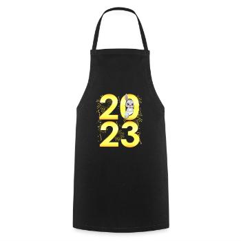 New Year 2023 Party - Countdown for 2023 - Cooking Apron - black - Front - AI Model Male 185 dark (185cm)