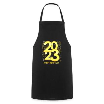 Bonne année 2023 - Nouvel An pyrotechnique - Tablier de cuisine - noir - Devant - AI Model Male 185 dark (185cm)