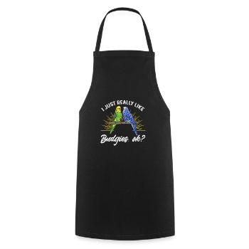 Budgerigar Parakeet Bird Pet Gift - Cooking Apron - black - Front - AI Model Male 185 dark (185cm)