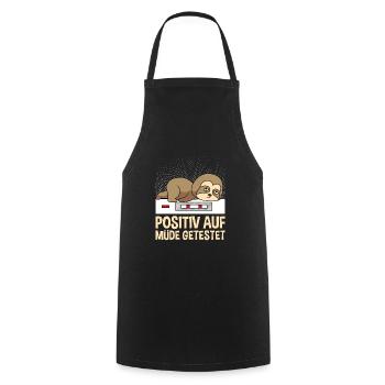 Tested positive for tired night shift - Cooking Apron - black - Front - AI Model Male 185 dark (185cm)