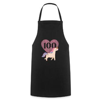 Unicorn Lover Enseignant Élève 100 jours d’école - Tablier de cuisine - noir - Devant - AI Model Male 185 dark (185cm)