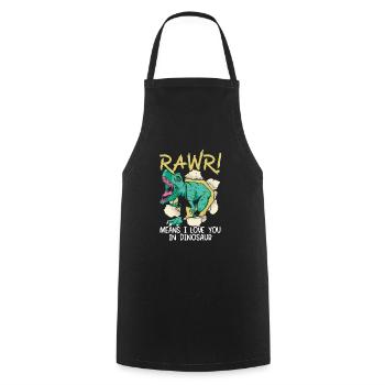 Rawr signifie que je t’aime à la Saint-Valentin des dinosaures - Tablier de cuisine - noir - Devant - AI Model Male 185 dark (185cm)