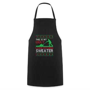 Blague de jardinage de Noël C’est ma moche pelouse Mowi - Tablier de cuisine - noir - Devant - AI Model Male 185 dark (185cm)