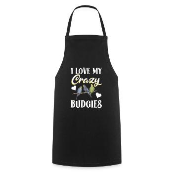 Budgerigar Parakeet Bird Pet Gift - Cooking Apron - black - Front - AI Model Male 185 dark (185cm)