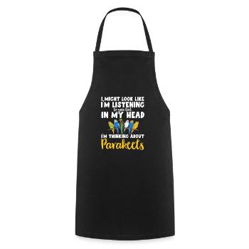 Budgerigar Parakeet Bird Pet Gift - Cooking Apron - black - Front - AI Model Male 185 dark (185cm)