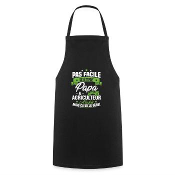 Pas facile d'être papa et agriculteur - Tablier de cuisine - noir - Devant - AI Model Male 185 dark (185cm)