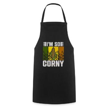 At So Corny Wheat Corn Oats Fam Farming - Cooking Apron - black - Front - AI Model Male 185 dark (185cm)