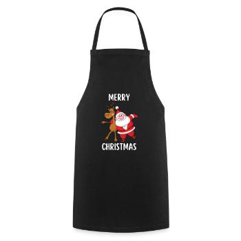 Joyeux Noël Drôle de Chemise de Noël - Tablier de cuisine - noir - Devant - AI Model Male 185 dark (185cm)