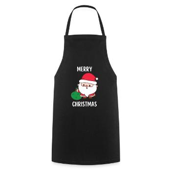 Joyeux Noël Drôle de Chemise de Noël - Tablier de cuisine - noir - Devant - AI Model Male 185 dark (185cm)