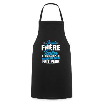 Je suis frere tonton et Parrain - Tablier de cuisine - noir - Devant - AI Model Male 185 dark (185cm)