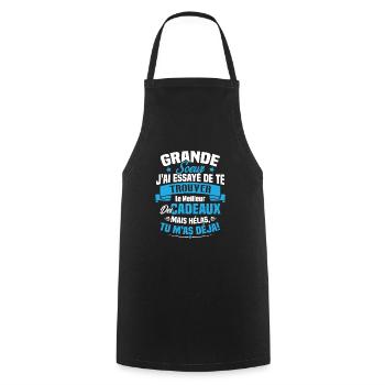 Grande Soeur J'ai essayé de te trouver des cadeaux - Tablier de cuisine - noir - Devant - AI Model Male 185 dark (185cm)