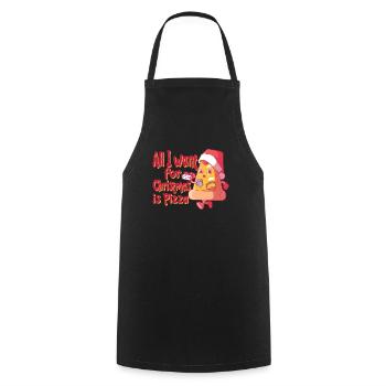 All I want for Christmas is pizza - Cooking Apron - black - Front - AI Model Male 185 dark (185cm)