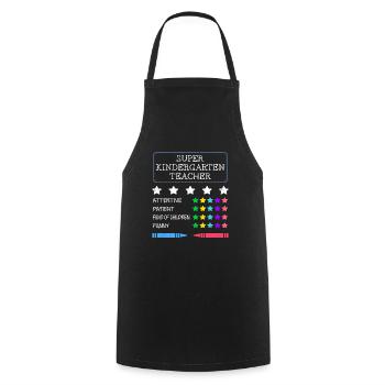 Definition I am a super kindergarten teacher - Cooking Apron - black - Front - AI Model Male 185 dark (185cm)