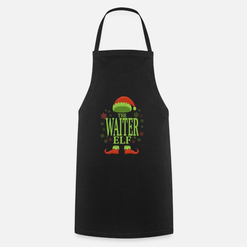 Waiter Christmas Elf - Cooking Apron - black
