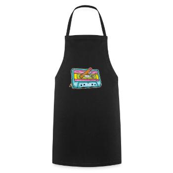 Cassette Tape Music Lover National Retro Day - Cooking Apron - black - Front - AI Model Male 185 dark (185cm)