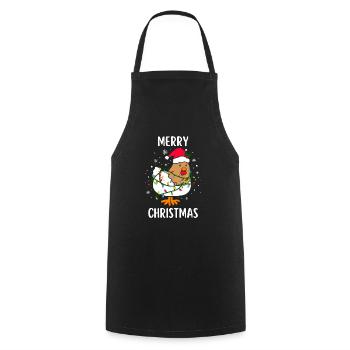 Joyeux Noël Drôle de Chemise de Noël - Tablier de cuisine - noir - Devant - AI Model Male 185 dark (185cm)