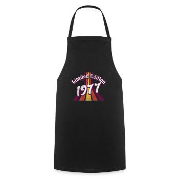 Limited Edition 1977 Vintage - Cooking Apron - black - Front - AI Model Male 185 dark (185cm)