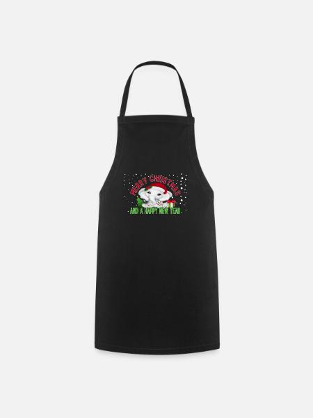 Merry Christmas And a Happy New Year Cute Elephant - Cooking Apron - black