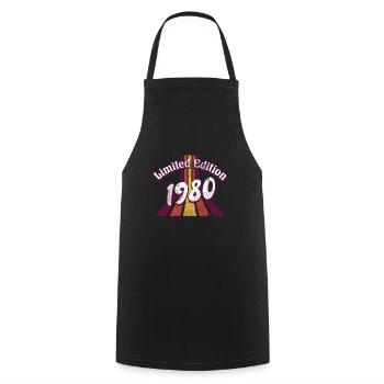 Limited Edition 1980 Vintage - Cooking Apron - black - Front - AI Model Male 185 dark (185cm)