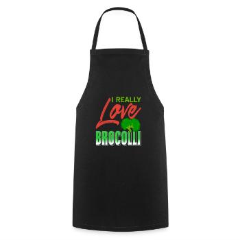 J’aime vraiment le brocoli rétro système immunitaire fort - Tablier de cuisine - noir - Devant - AI Model Male 185 dark (185cm)