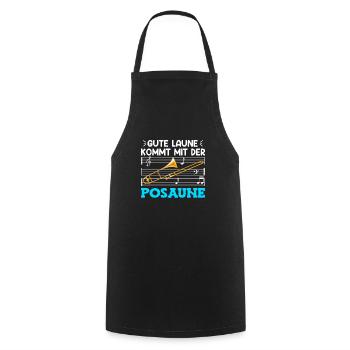 L’humeur du musicien vient avec le trombone - Tablier de cuisine - noir - Devant - AI Model Male 185 dark (185cm)