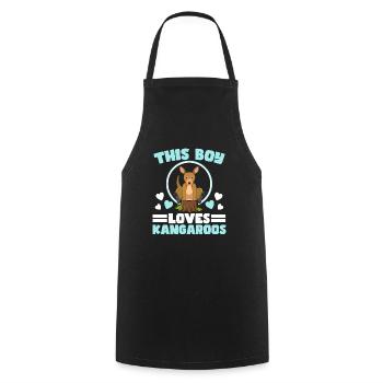 This Boy Loves Kangaroos Wildlife Animal Australia - Cooking Apron - black - Front - AI Model Male 185 dark (185cm)