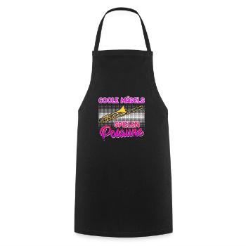 Musicien Les filles cool jouent du trombone - Tablier de cuisine - noir - Devant - AI Model Male 185 dark (185cm)