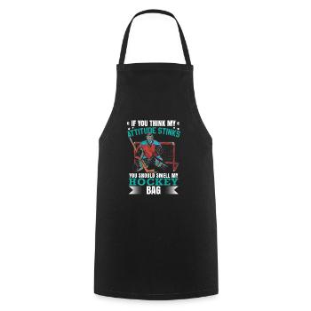 Drôle hockey humour sport d’hiver hockey sur glace - Tablier de cuisine - noir - Devant - AI Model Male 185 dark (185cm)