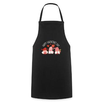 Happy Valentines Day Gnome Dear Gnome Couple - Cooking Apron - black - Front - AI Model Male 185 dark (185cm)