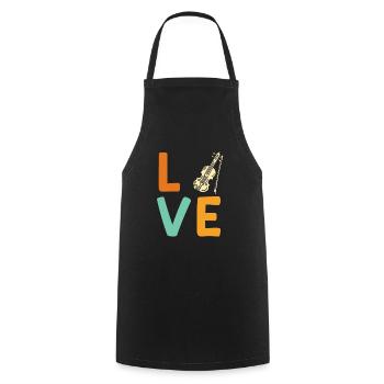Musicien Musicien J’aime mon violon - Tablier de cuisine - noir - Devant - AI Model Male 185 dark (185cm)
