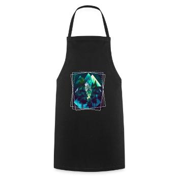 Nature géométrique Trance Polygone Abstrait Mystique - Tablier de cuisine - noir - Devant - AI Model Male 185 dark (185cm)