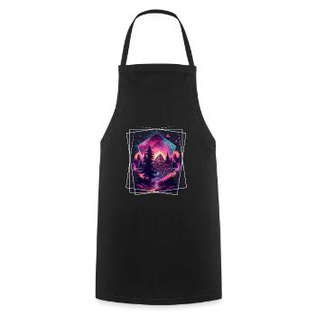Nature géométrique Trance Polygone Abstrait Mystique - Tablier de cuisine - noir - Devant - AI Model Male 185 dark (185cm)