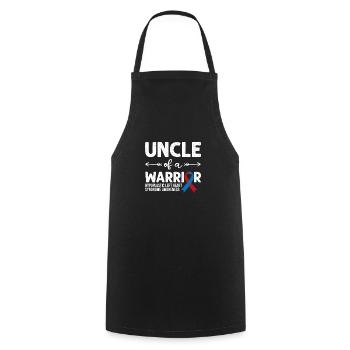 Oncle d’un guerrier, ruban rouge et bleu HLHS - Tablier de cuisine - noir - Devant - AI Model Male 185 dark (185cm)