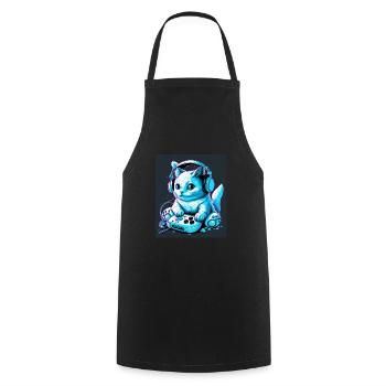 Gaming cat gamer streamer headphone controller - Cooking Apron - black - Front - AI Model Male 185 dark (185cm)