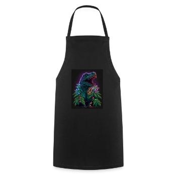 Dino T-Rex Weihnachtsbaum Lichterkette Winter - Kochschürze - Schwarz - Vorne - AI Model Male 185 dark (185cm)
