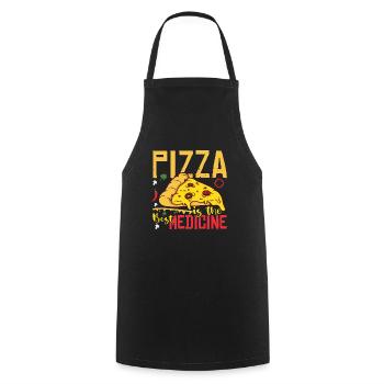 Pizza ist die beste Medizin - Kochschürze - Schwarz - Vorne - AI Model Male 185 dark (185cm)