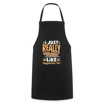 Capybara rongeur J’aime vraiment les capybars ok - Tablier de cuisine - noir - Devant - AI Model Male 185 dark (185cm)