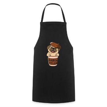 Pugkin Spice Latte Coffee Pumpkin Spice Pug Owner - Cooking Apron - black - Front - AI Model Male 185 dark (185cm)