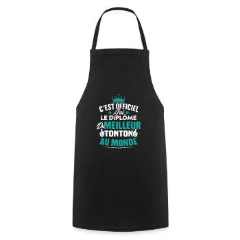 J'ai le diplôme du meilleur tonton au monde - Tablier de cuisine - noir - Devant - AI Model Male 185 dark (185cm)