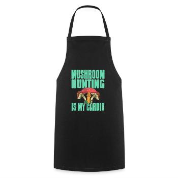 Mushroom Hunting Is My Cardio Retro Funny Mycology - Cooking Apron - black - Front - AI Model Male 185 dark (185cm)