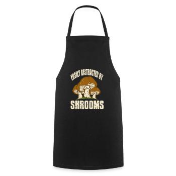 Easily Distracted By Shrooms Mushroom Hunting - Cooking Apron - black - Front - AI Model Male 185 dark (185cm)