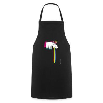De jolies licornes vomissent dans l’arc-en-ciel de faisceau - Tablier de cuisine - noir - Devant - AI Model Male 185 dark (185cm)