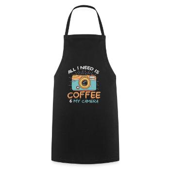 All I Need Is Coffee And My Camera Photograph - Cooking Apron - black - Front - AI Model Male 185 dark (185cm)