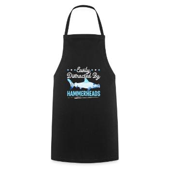 Facilement distrait par les requins-marteaux Biologie marine - Tablier de cuisine - noir - Devant - AI Model Male 185 dark (185cm)
