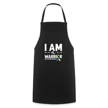 I Am A Warrior, Schleife Downsyndrom - Kochschürze - Schwarz - Vorne - AI Model Male 185 dark (185cm)