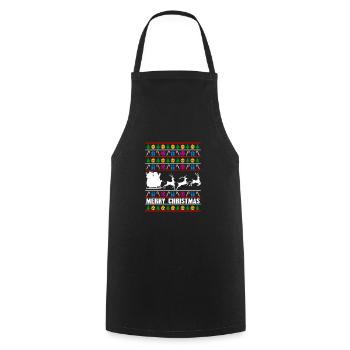 Ugly Xmas Sweater Merry Christmas Santa Witzig - Kochschürze - Schwarz - Vorne - AI Model Male 185 dark (185cm)