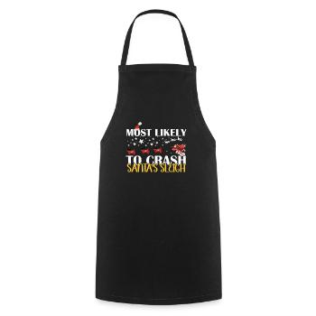 Most likely, the sled will crash - Cooking Apron - black - Front - AI Model Male 185 dark (185cm)